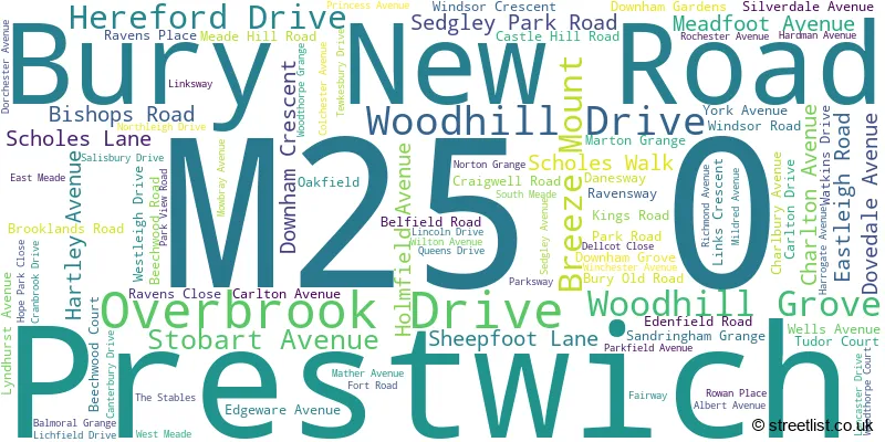 A word cloud for the M25 0 postcode